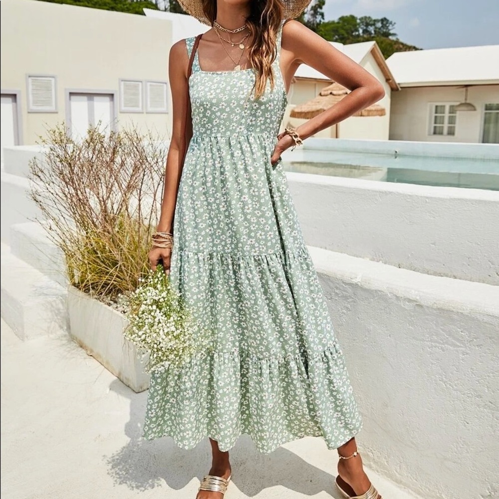 Tie Backless Ditsy Floral Cami Dress